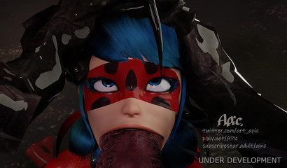 Cute ladybug chick raped by humongous tentacles