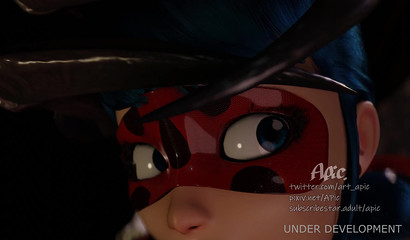 Cute ladybug chick raped by humongous tentacles