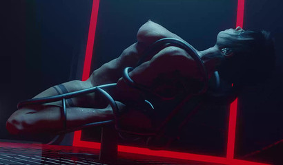 Tied up Lara Croft gets anally destroyed by a machine