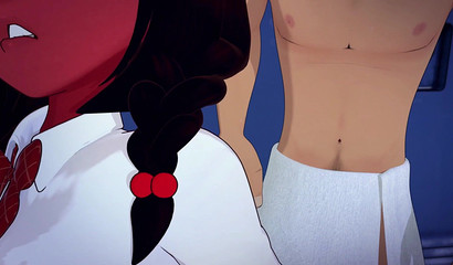 Depraved Succubus has fun with four cocks at school