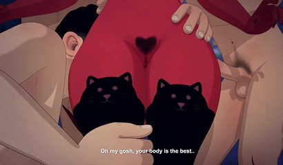 Depraved Succubus has fun with four cocks at school