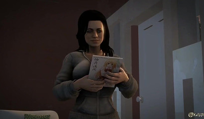 Elizabeth Comstock and Miranda Lawson gorging  on horse shafts