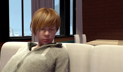 Mom and daughter staged incest on the bed while the son sleeps next to