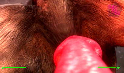 Huge human 3D cock drills dog's ass