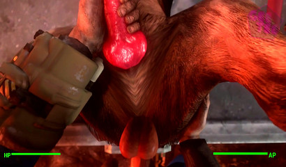 Huge human 3D cock drills dog's ass