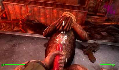 Huge human 3D cock drills dog's ass