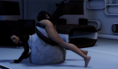 Competitive 3D hottie Miranda Lawson absorbs two chicks