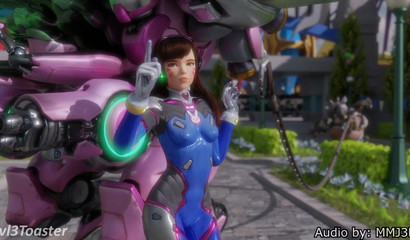 Anime hottie D Va gets stripped by a weird creature