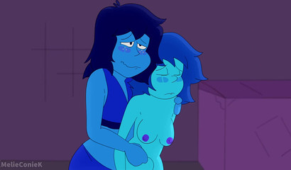Petite Lapis spewed cum out of her inflated belly