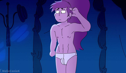 Petite blue-haired cartoon cutie impaling her pussy on big cock