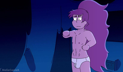 Petite blue-haired cartoon cutie impaling her pussy on big cock