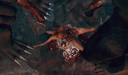 Two goblin cocks destroy tiny 3D chick