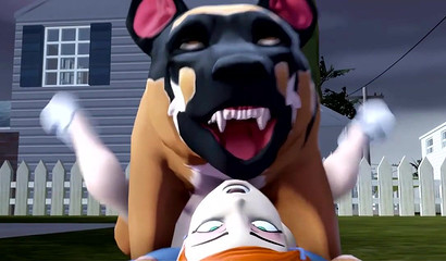 Naughty redhead Gwen Tennyson takes 3D canine cock