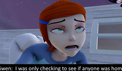 Naughty redhead Gwen Tennyson takes 3D canine cock