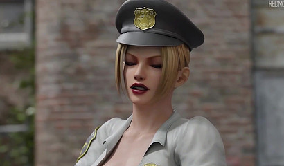 Police 3D chick cleans his crimes off of his cock