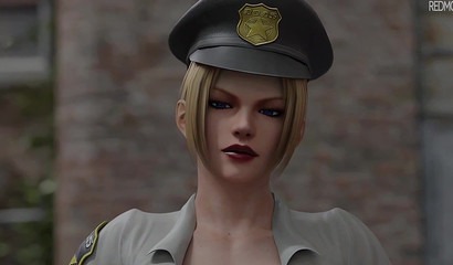 Police 3D chick cleans his crimes off of his cock