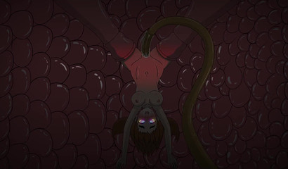 Petite anime hottie pounded with tentacles in a wet cave