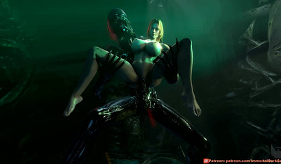 Tight 3D pussy can't resist Xenomorph's cock