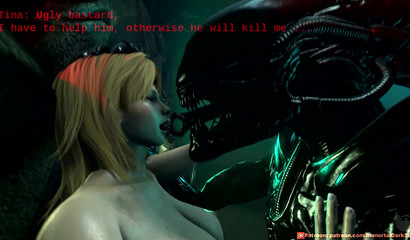 Tight 3D pussy can't resist Xenomorph's cock