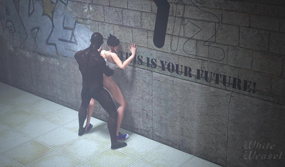 Gigantic 3D cock stretching out tight asshole