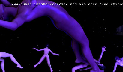 Slutty Lara Croft tames alien with her pussy