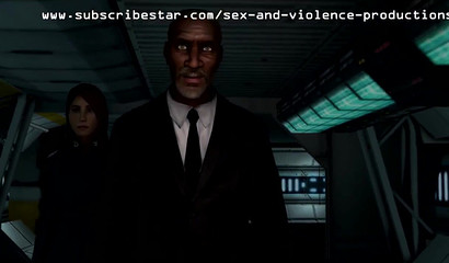 Slutty Lara Croft tames alien with her pussy