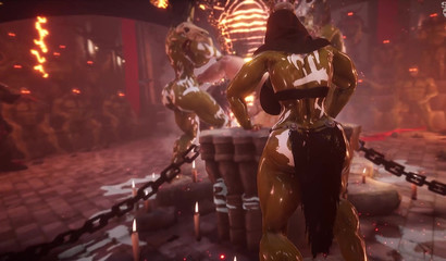 Busty 3D hottie needs more cum in her inflated belly