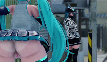 Futanari pumps up the busty hoe