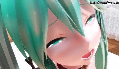 Hungry Hatsune Miku takes on a big dog cock
