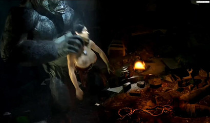 King Kong raps a hot brunette in the dungeon