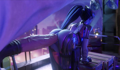 Slender 3D babe Widowmaker gets analized by horse