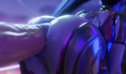 Slender 3D babe Widowmaker gets analized by horse
