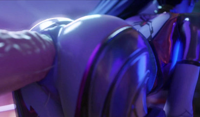 Slender 3D babe Widowmaker gets analized by horse