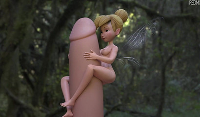 Tiny Tinkerbell worships the massive dick god