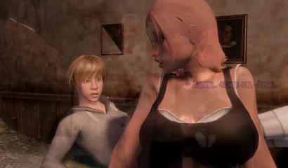 Hot mom with big cock futanari fucks in ass beautiful daughter in stockings