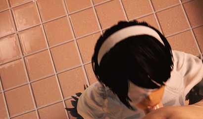 Merciless nailing for the busty kitten on the bathroom tiles