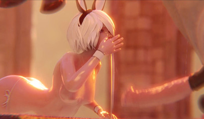 YoRHa No.2 Type B takes unexpected jizz in her mouth