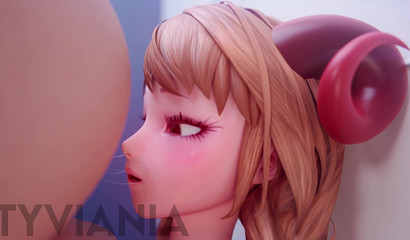 Busty Tyviania gives a titjob, rimjob and blowjob