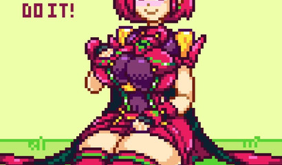 Curvy pink-haired Pyra teasing you