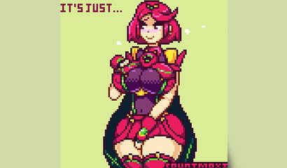Curvy pink-haired Pyra teasing you