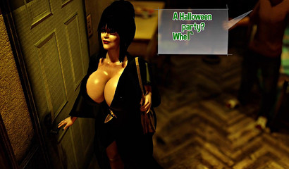 Busty 3D witch milks clown's massive cock