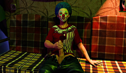 Busty 3D witch milks clown's massive cock