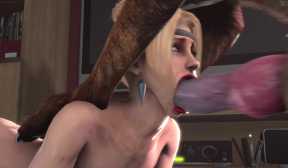 Busty 3D babe Rachel gets her throat fucked by an animal