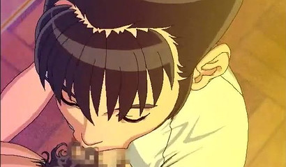 Anime hottie with sexy lips gives a great blowjob