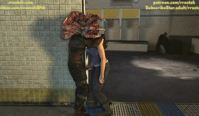 Massive aliens find and use Jill's tight holes