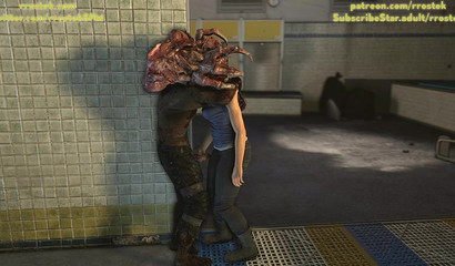 Massive aliens find and use Jill's tight holes