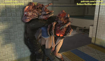 Massive aliens find and use Jill's tight holes