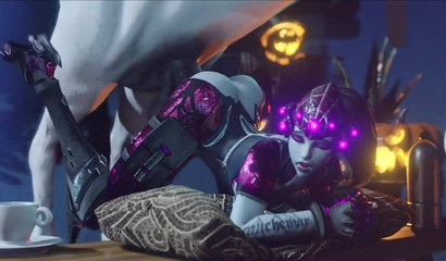 Beautiful white horse screws a Widowmaker doggystyle