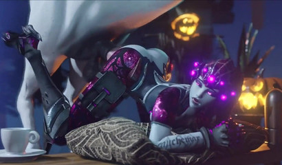 Beautiful white horse screws a Widowmaker doggystyle