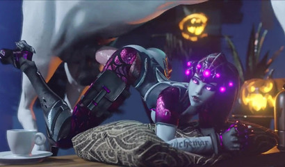 Beautiful white horse screws a Widowmaker doggystyle